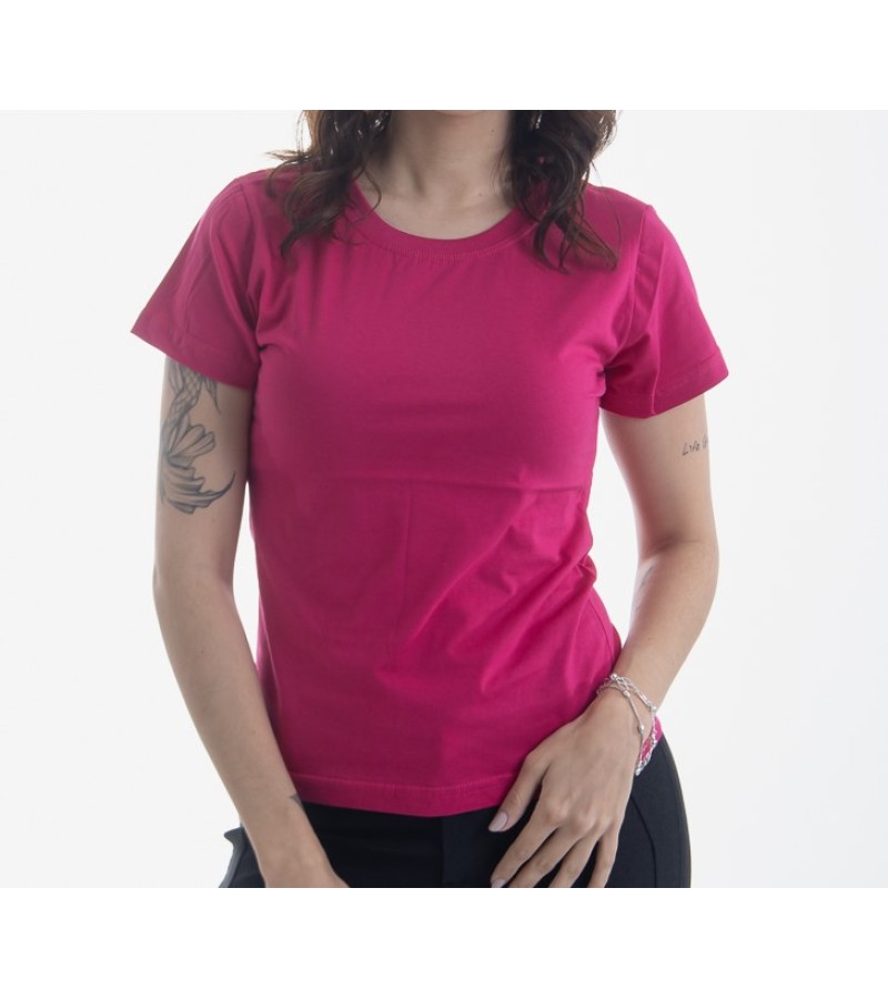 Camiseta Feminina Baby Look Rosa Pink 100% Algodão CFRP04