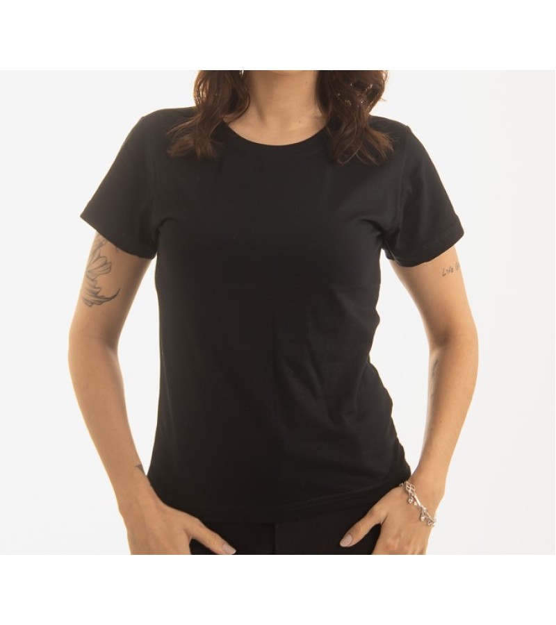 Camiseta Feminina Baby Look Preta 100% Algodão CFP02