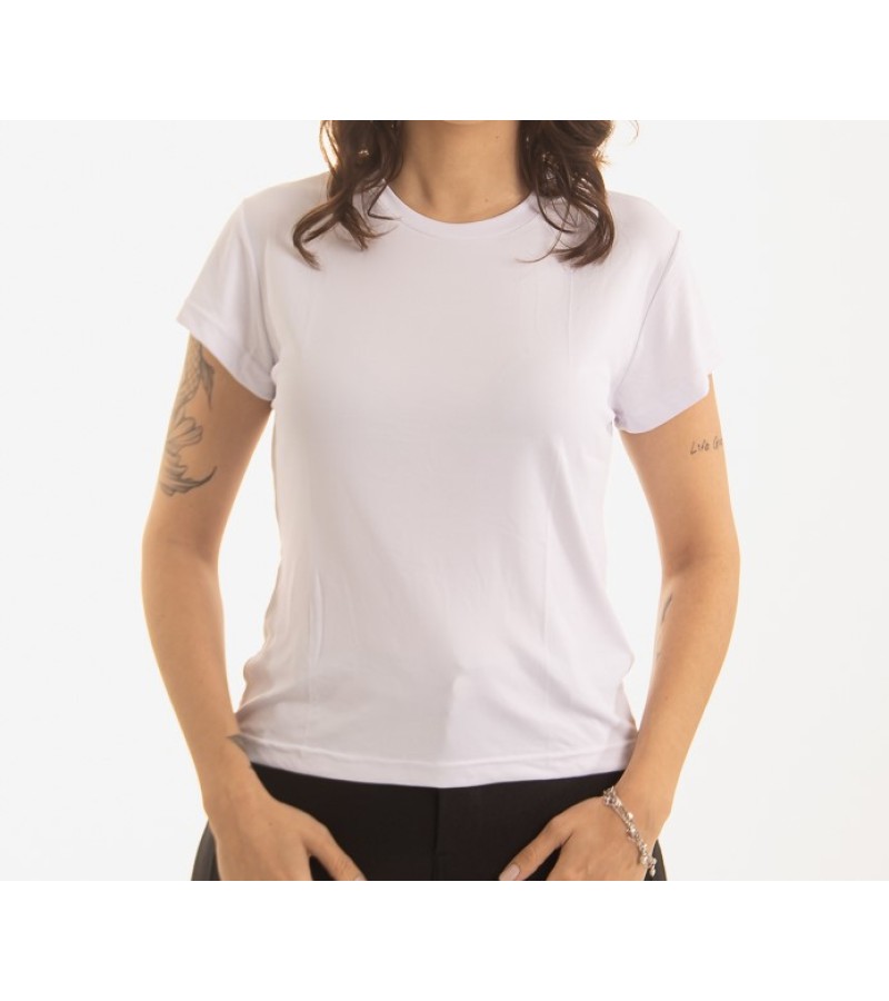 Camiseta Feminina Baby Look Branca 100% Algodão CFB01