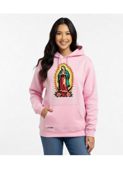 Blusa Moletom Com Bolso E Capuz Nossa Senhora De Guadalupe Rosa