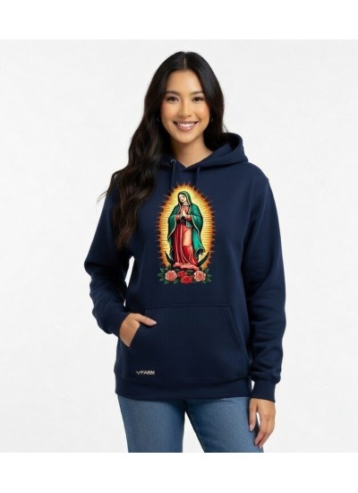 Blusa Moletom Com Bolso E Capuz Nossa Senhora De Guadalupe Azul Mar